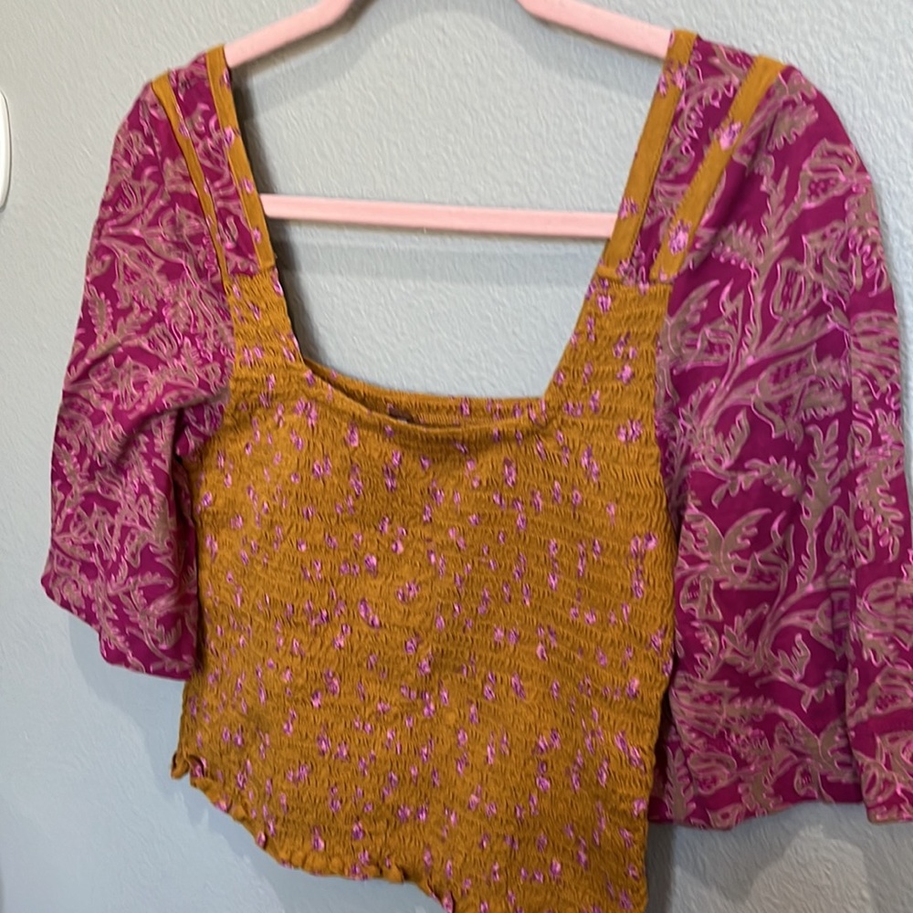 NWT Free People Golden Combo Marigold Crop Top - Picture 2 of 4